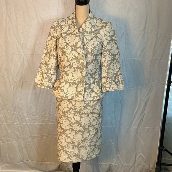 Liz Claiborne Petite Floral Skirt Suit Womens 8P Blazer Set - Picture 1 of 6